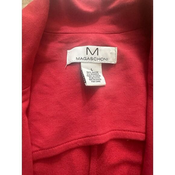 Magaschoni L Soft Knit Casual Blazer Jacket Rapsberry Red Stretch - Picture 2 of 7